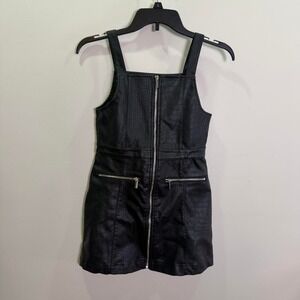 Sincerely Jules Girls 8 Black Croc Embossed Faux Leather Overall Pinafore Dress